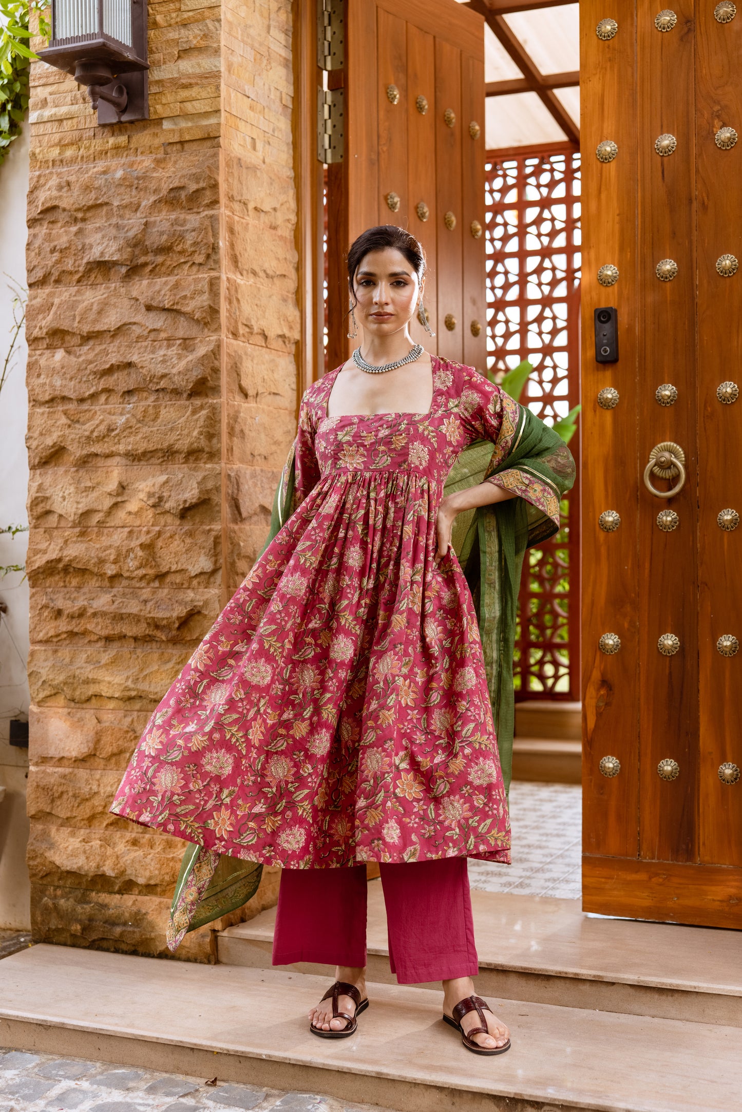 Rose Petal Printed Nyra Cut Suit
