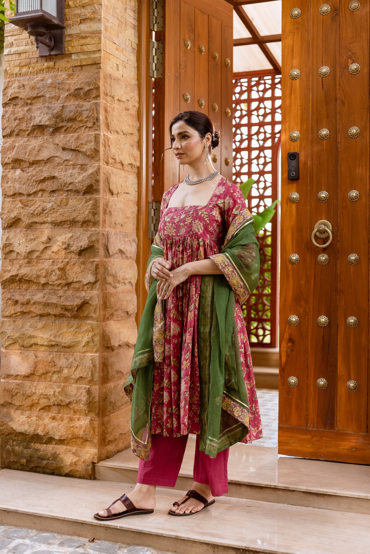 Rose Petal Printed Nyra Cut Suit