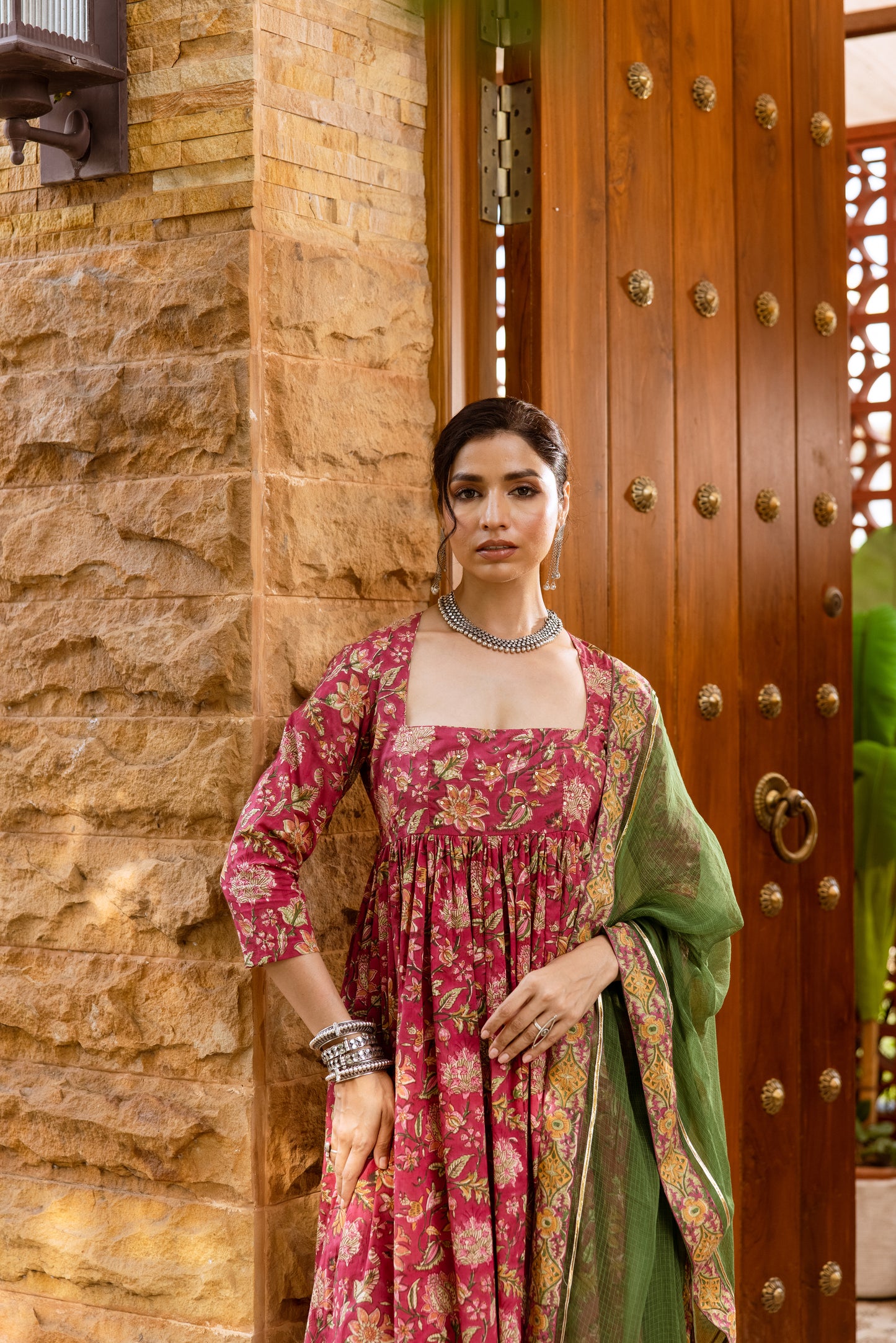 Rose Petal Printed Nyra Cut Suit