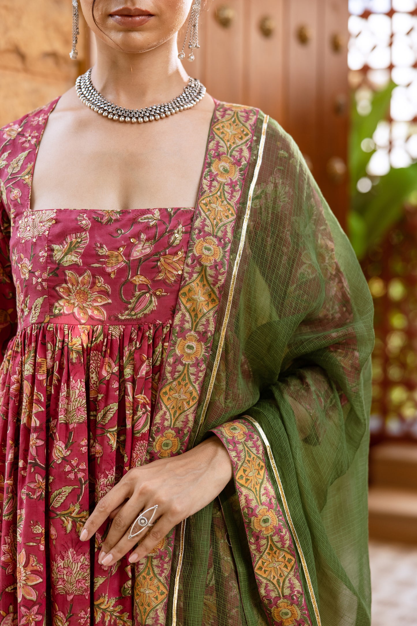Rose Petal Printed Nyra Cut Suit