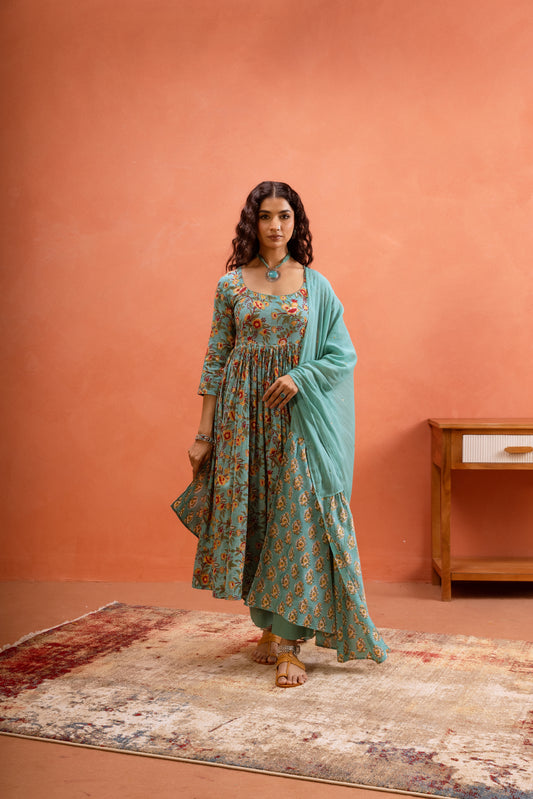 Forget-Me-Not Bloom - Blue/Teal Sleeved
