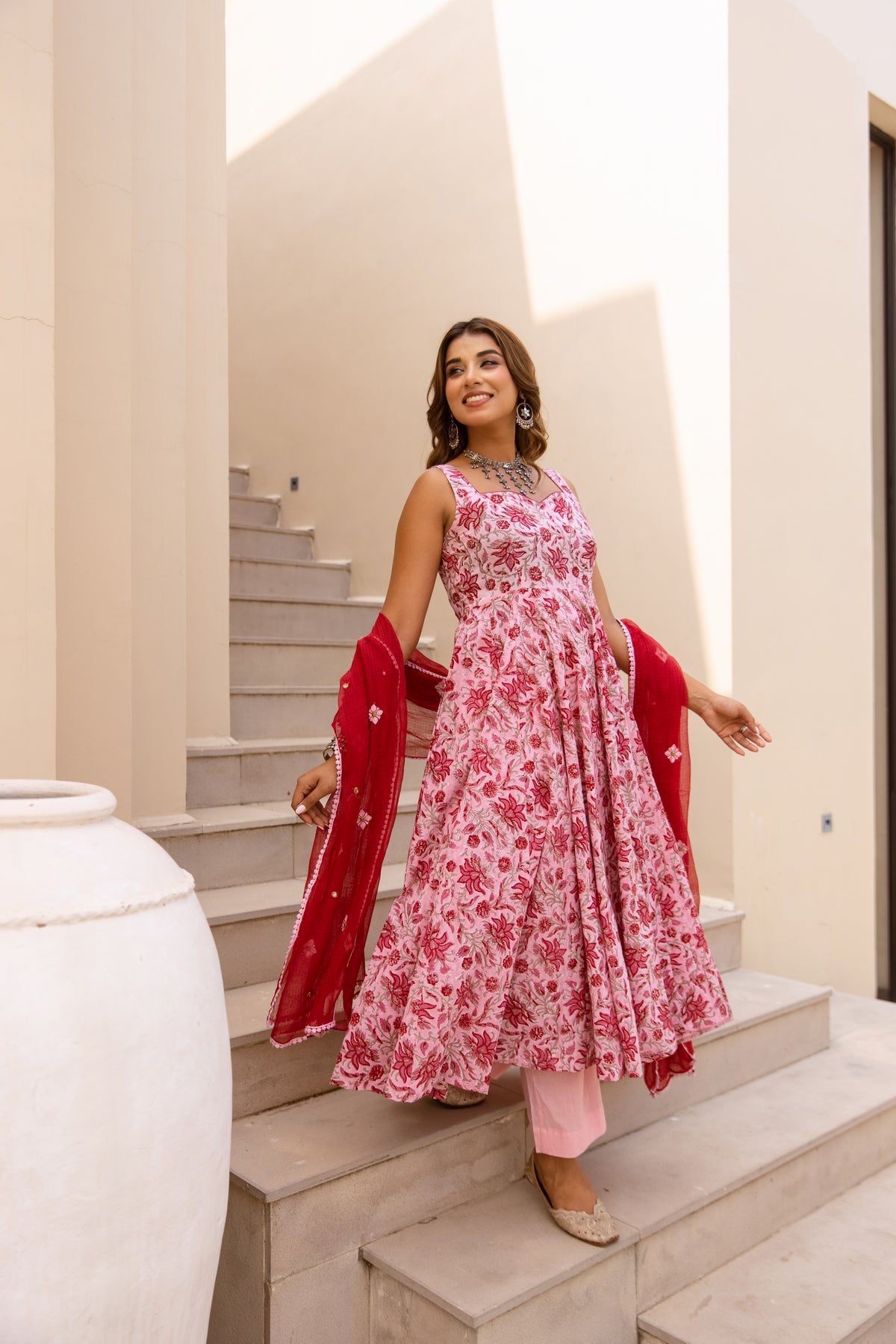 Floral Pink & Red (Sleeveless)