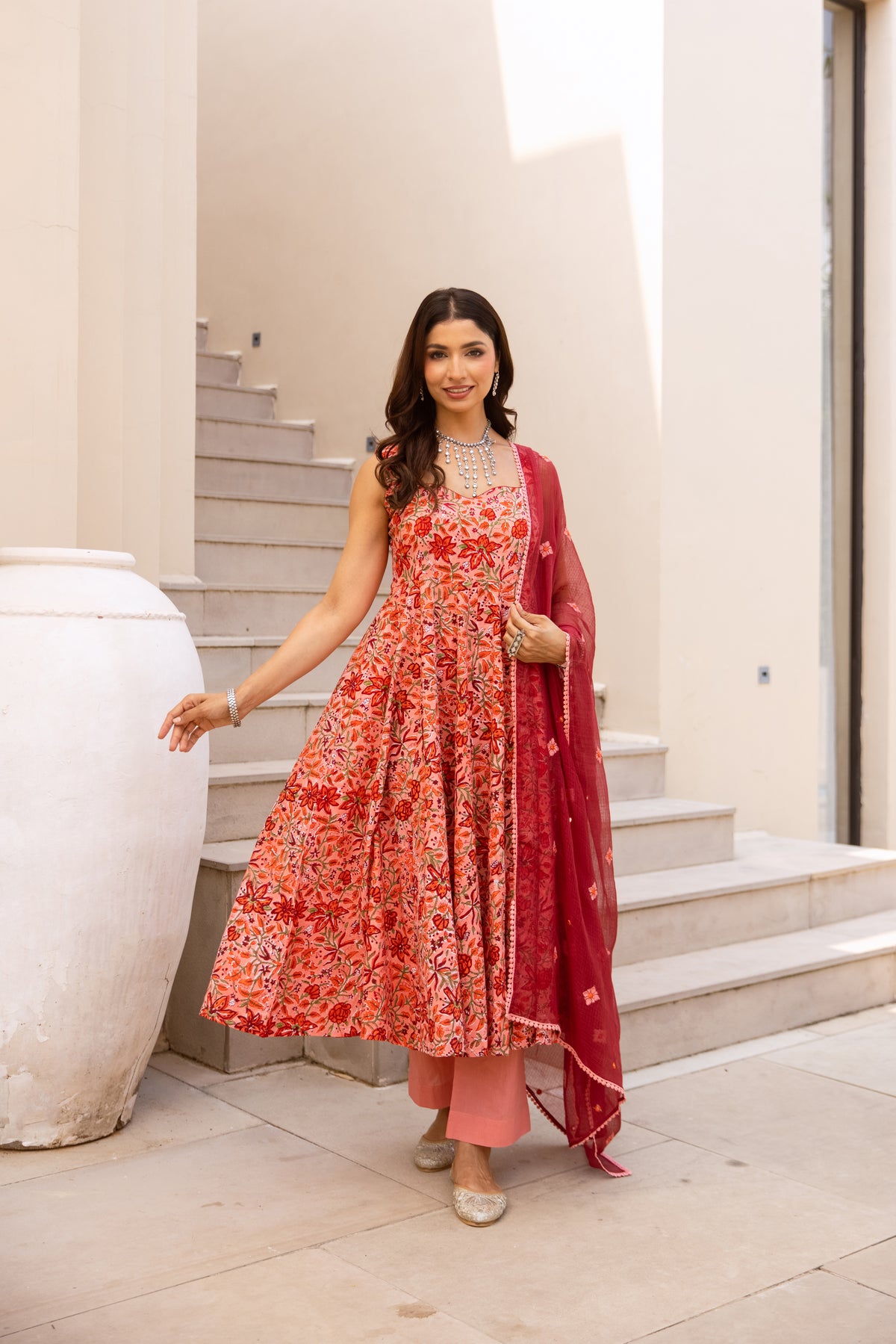 Floral Coral & Red (Sleeveless)