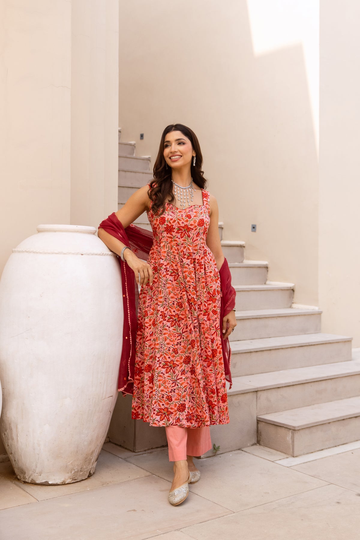 Floral Coral & Red (Sleeveless)