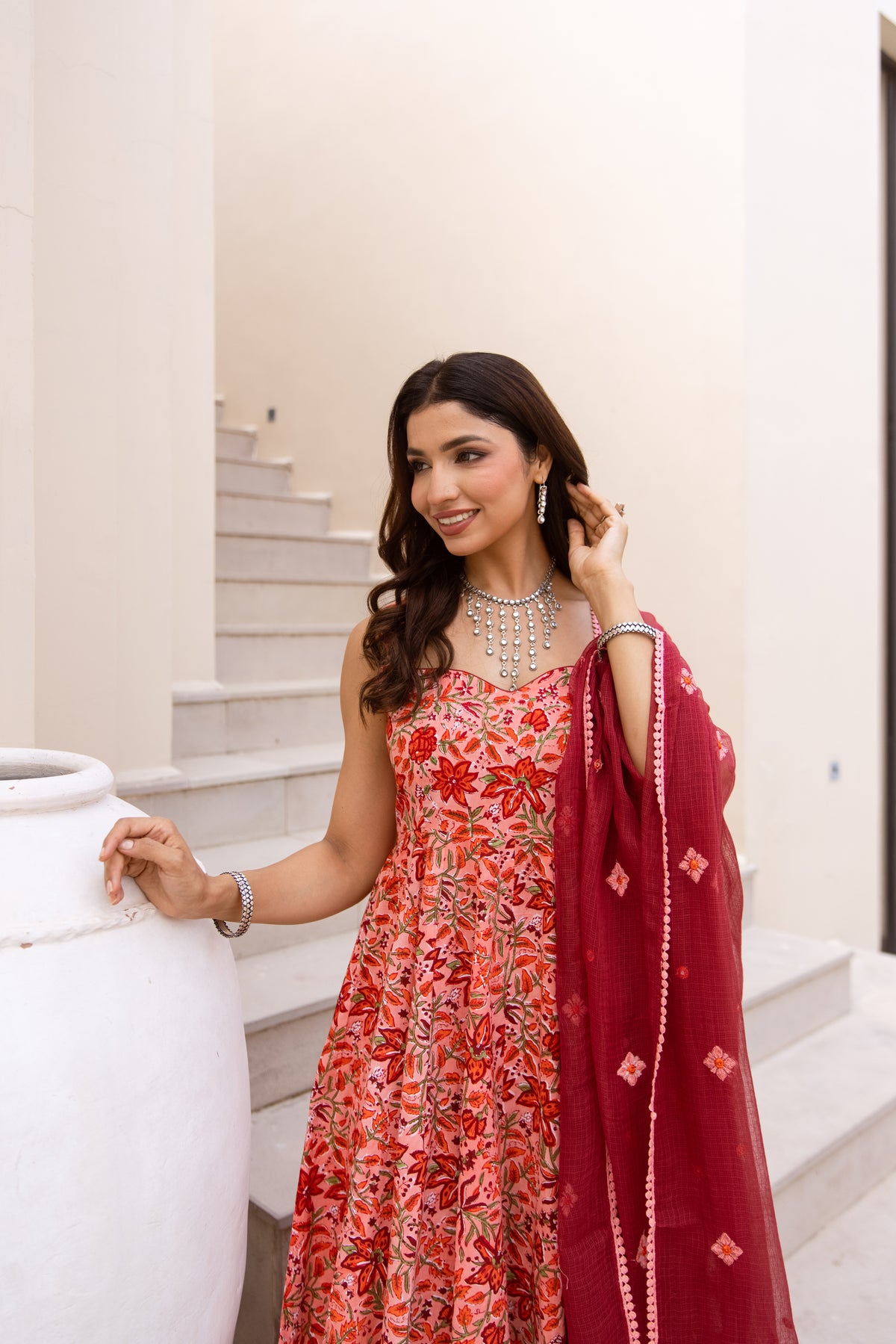 Floral Coral & Red (Sleeveless)