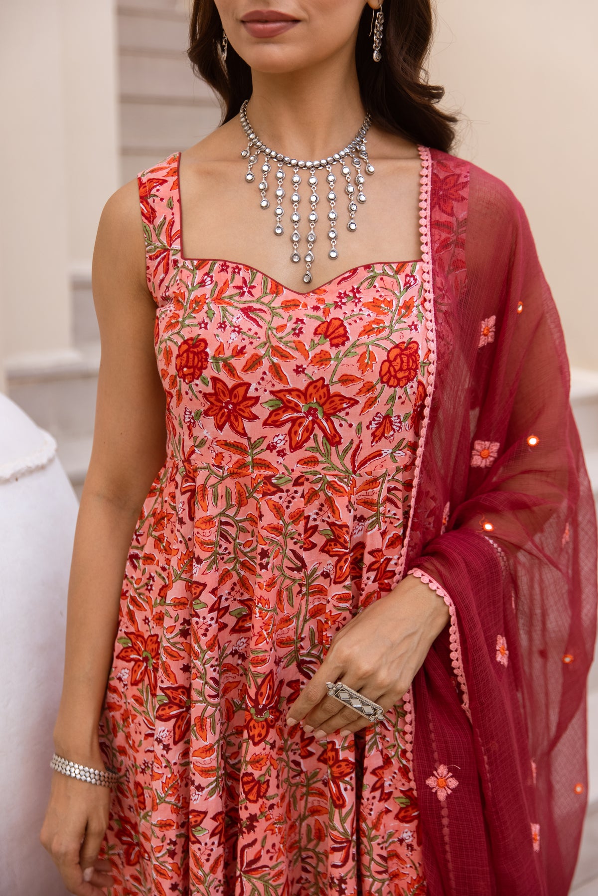 Floral Coral & Red (Sleeveless)