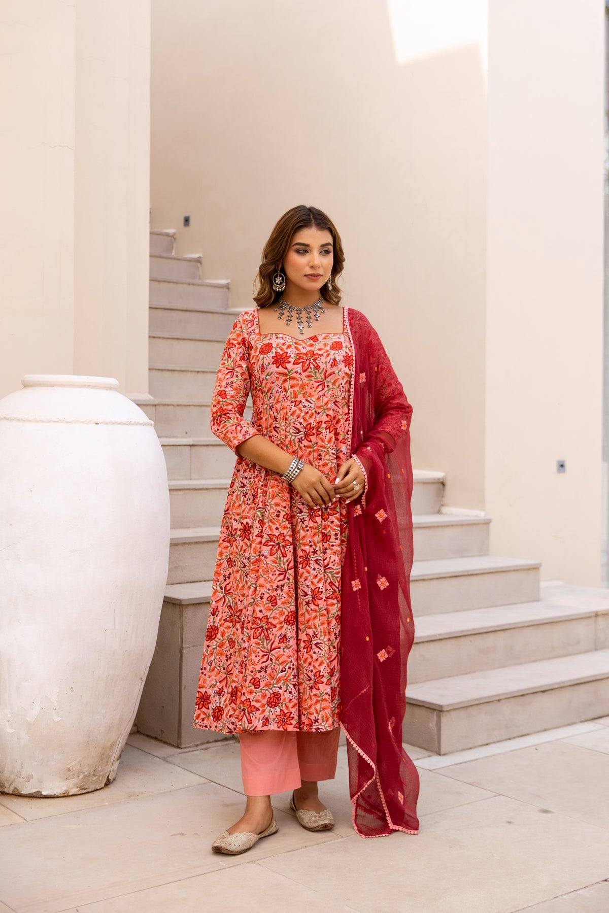 Floral Coral & Red (Sleeved)
