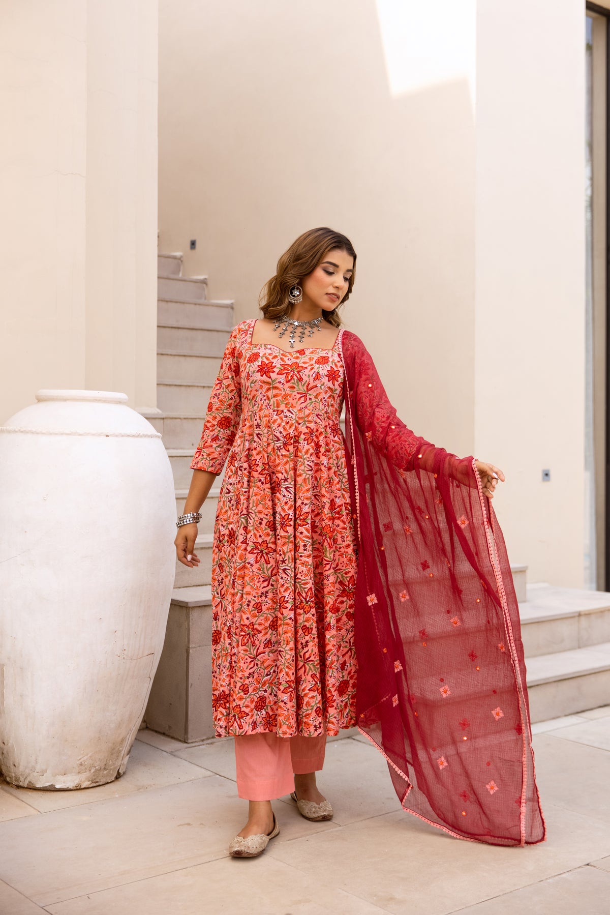 Floral Coral & Red (Sleeved)
