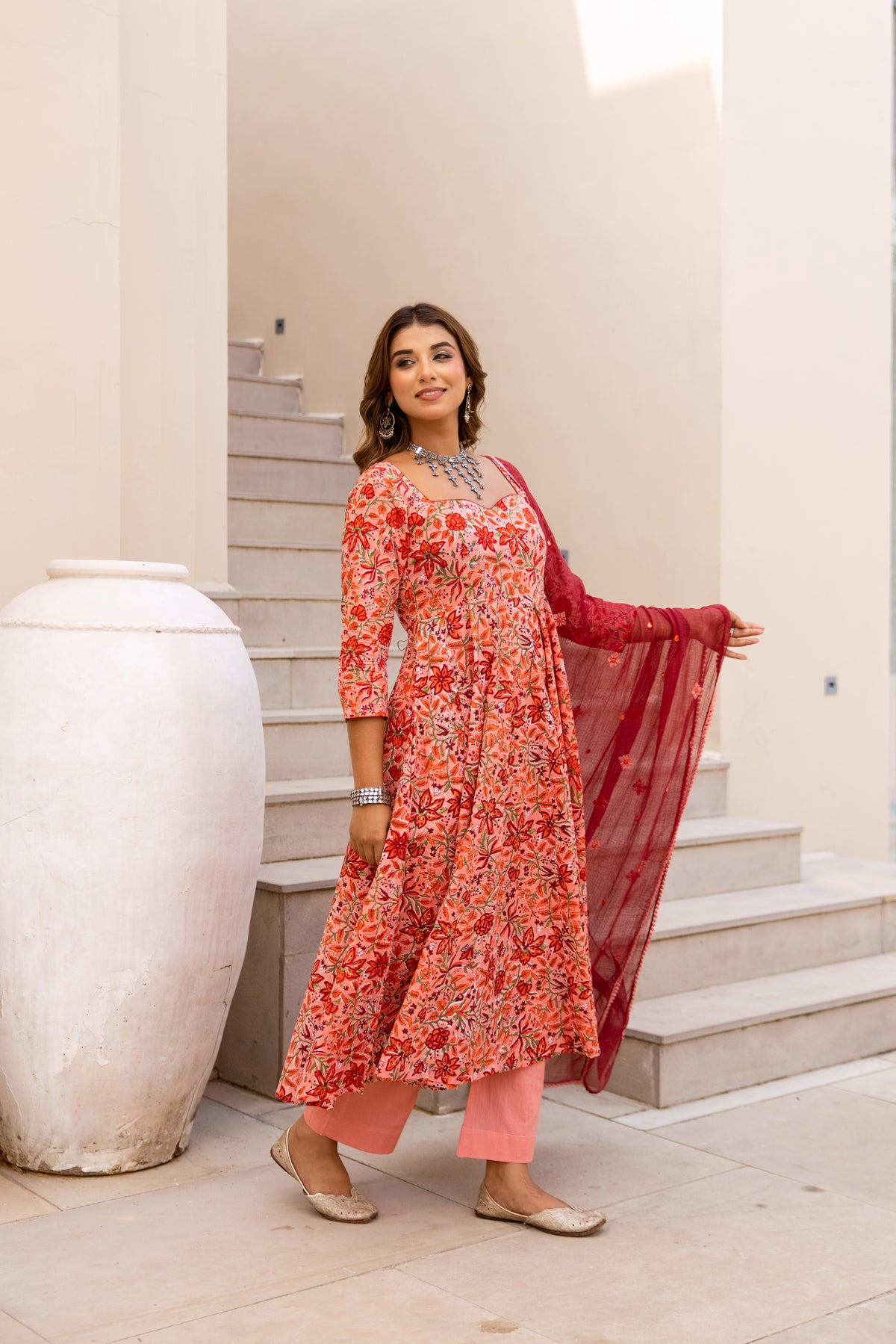 Floral Coral & Red (Sleeved)