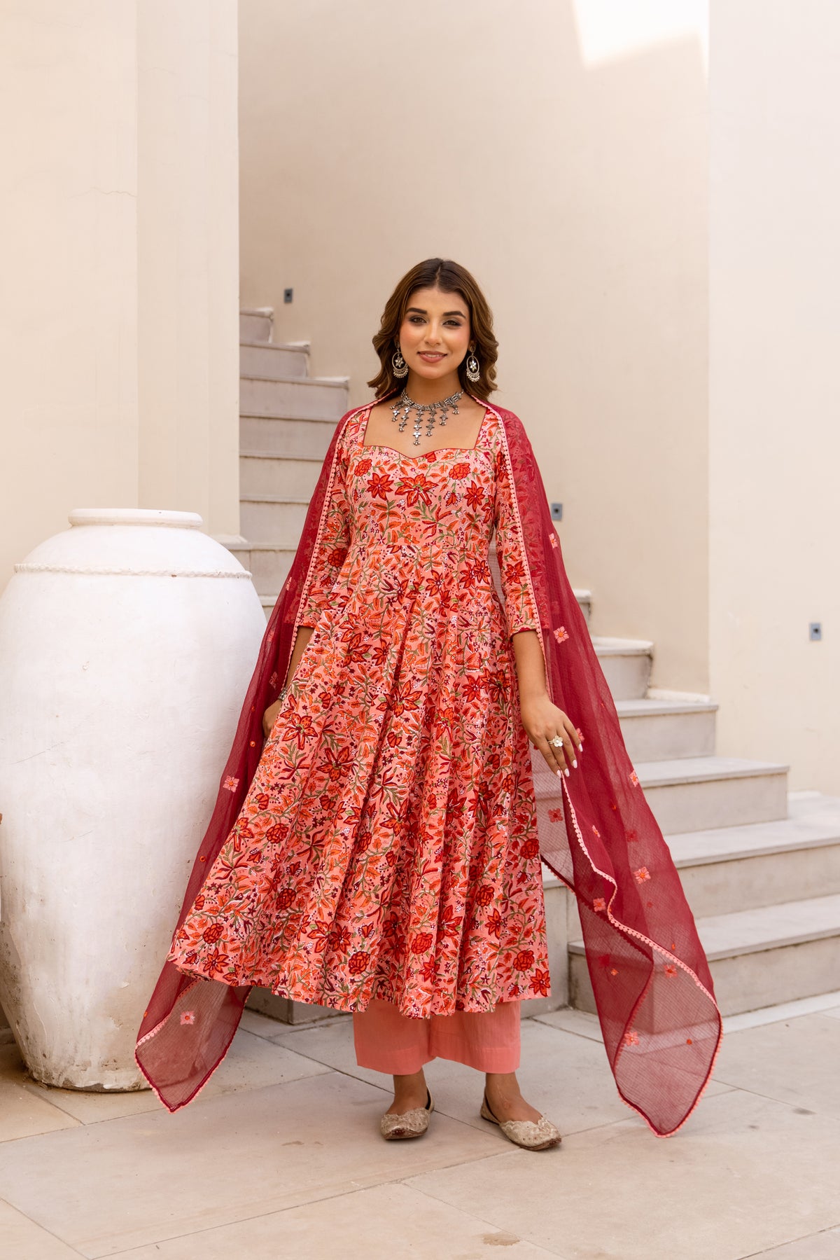 Floral Coral & Red (Sleeved)
