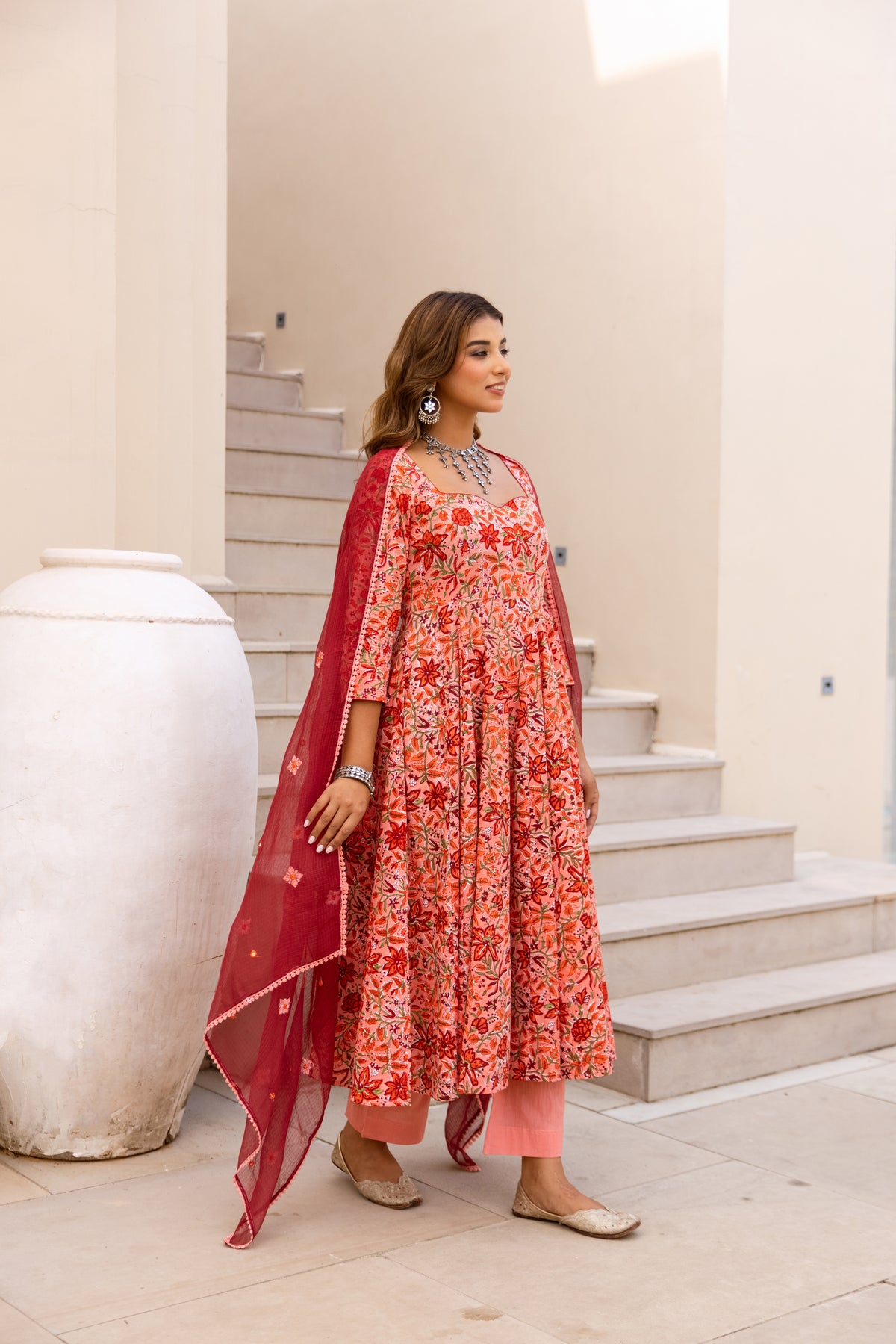 Floral Coral & Red (Sleeved)