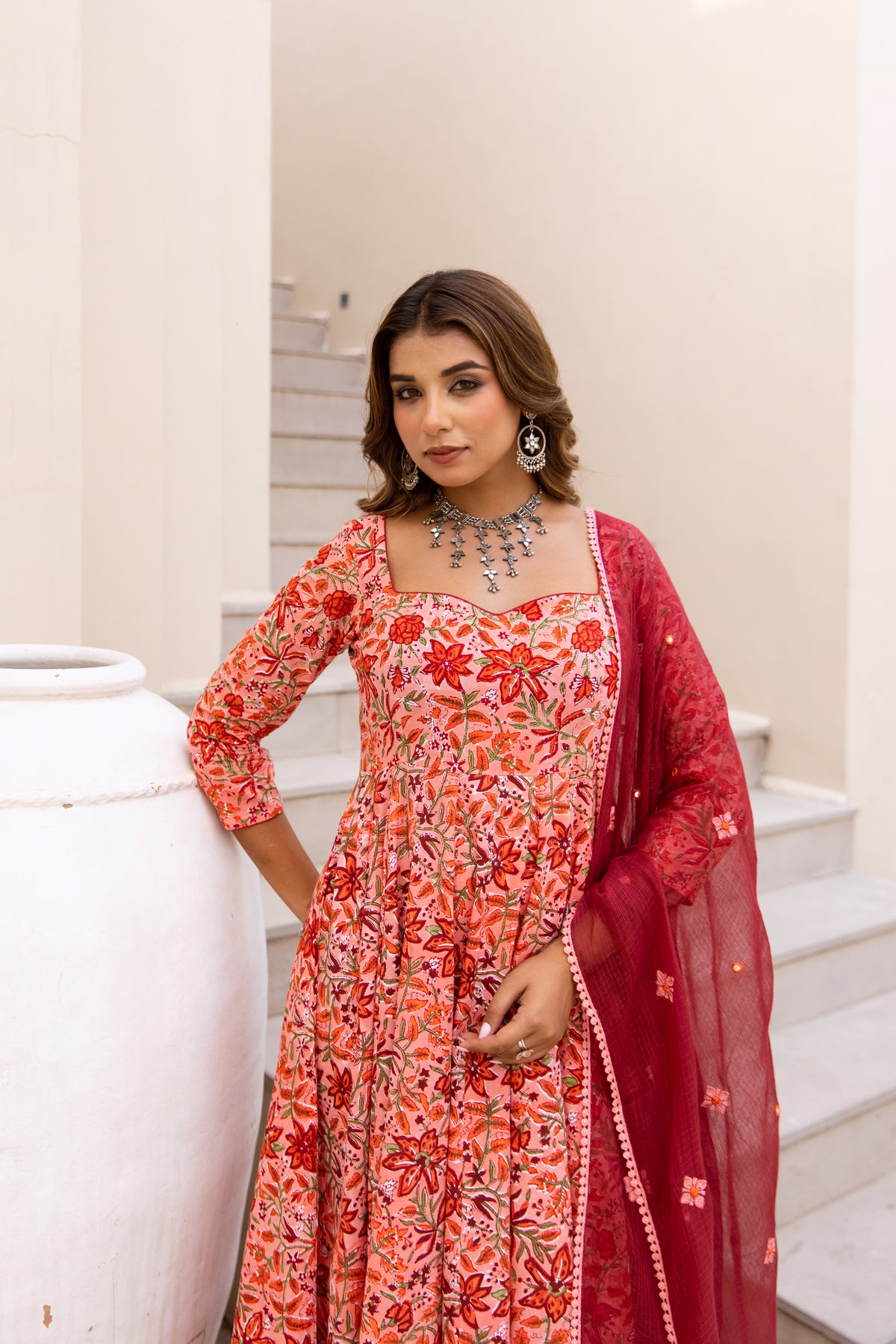 Floral Coral & Red (Sleeved)