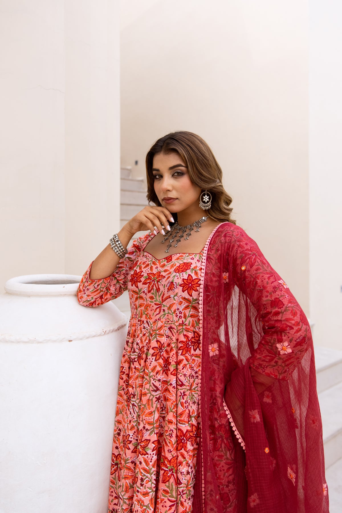 Floral Coral & Red (Sleeved)