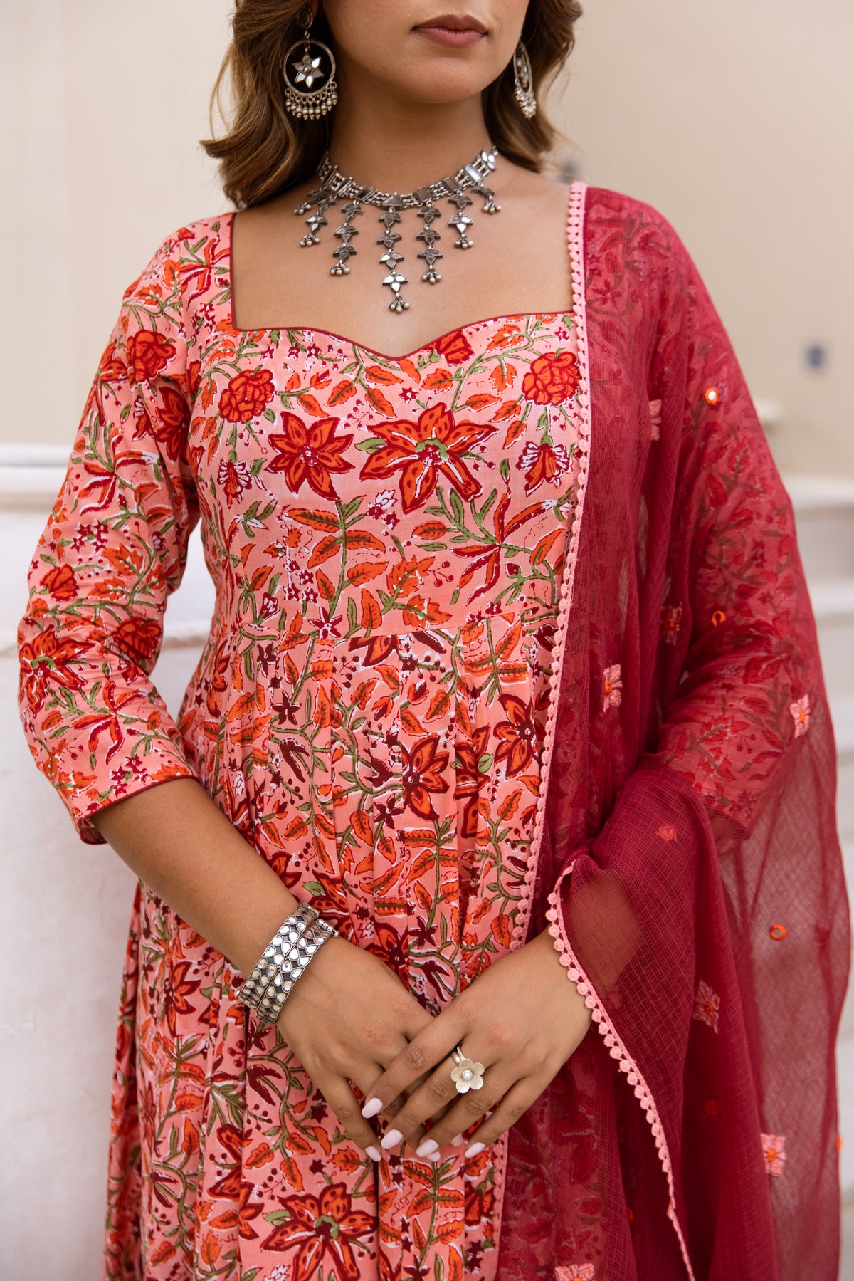 Floral Coral & Red (Sleeved)