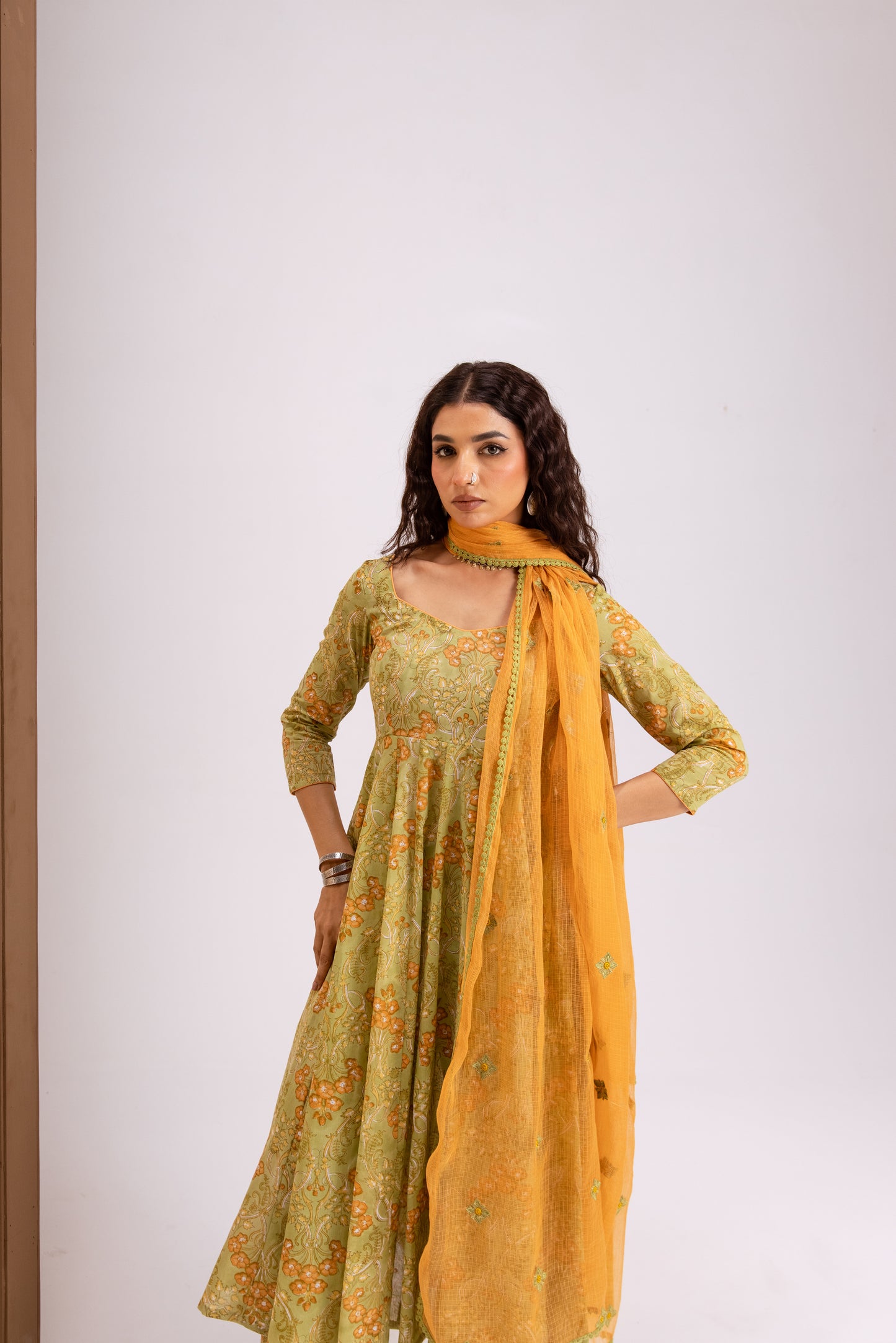 Apple Green X Orange Jaal - Sleeved