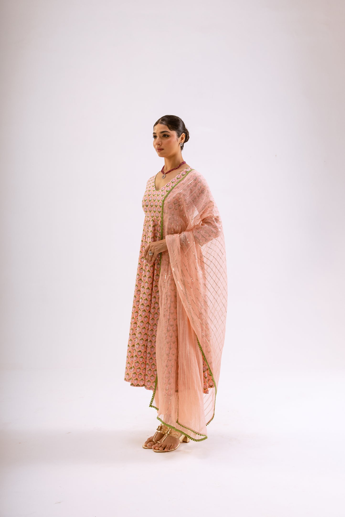 Gulabi Pink Butti - Sleeved
