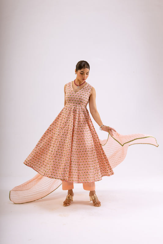 Gulabi Pink Butti - Sleeveless