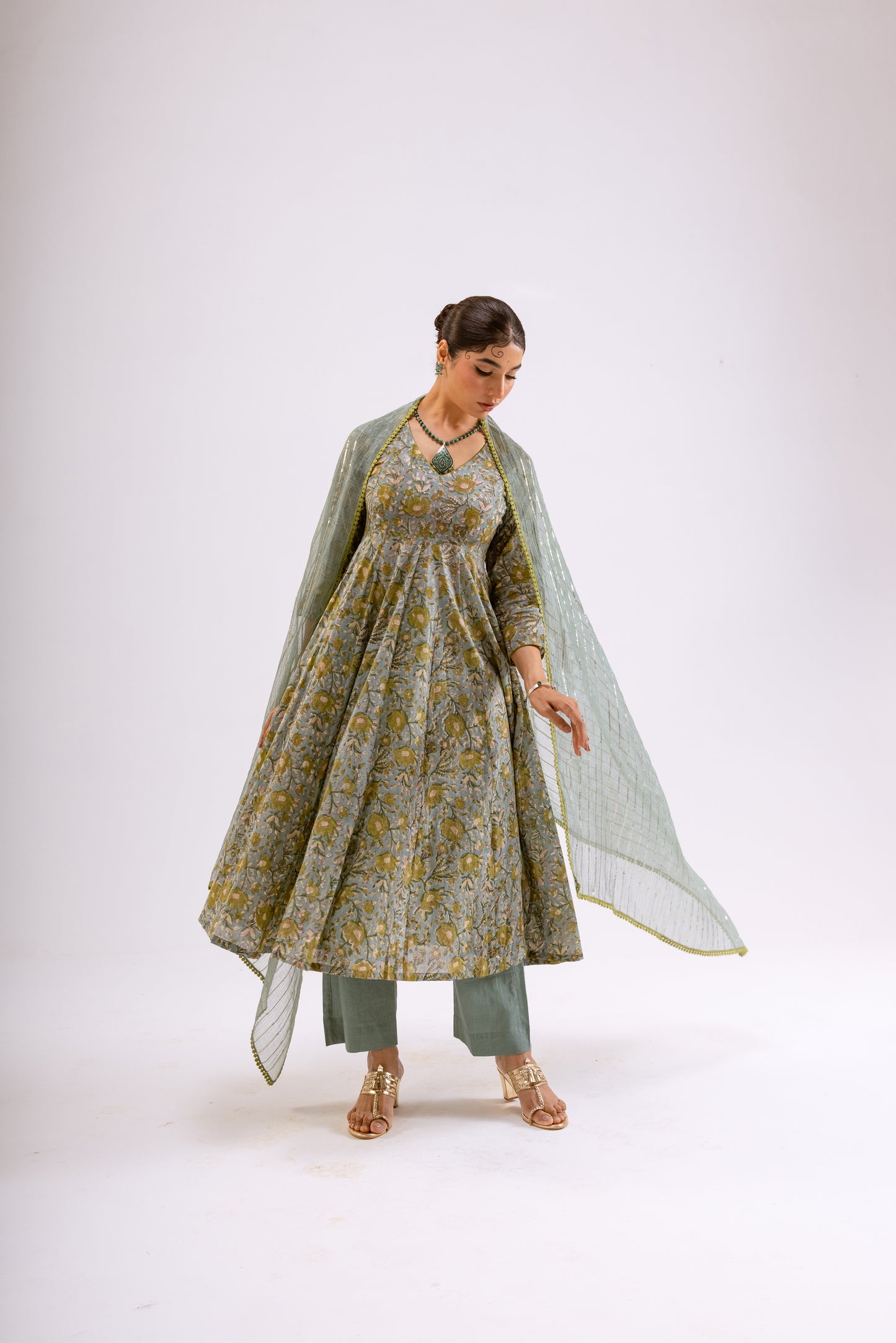 Moss Green Jaal - Sleeved