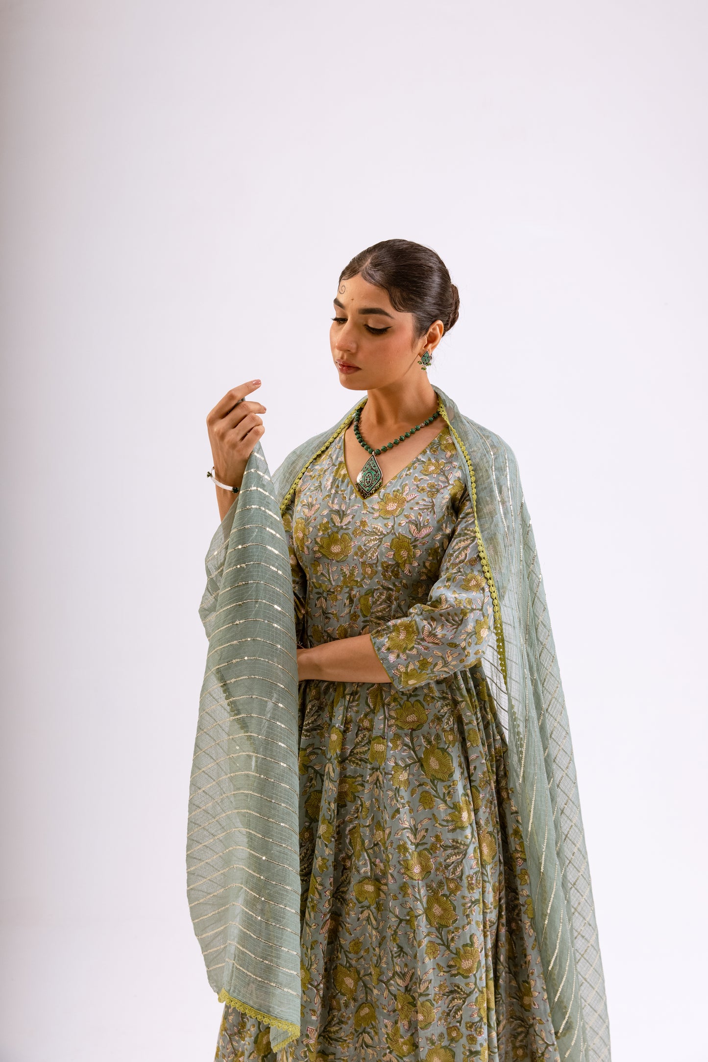 Moss Green Jaal - Sleeved