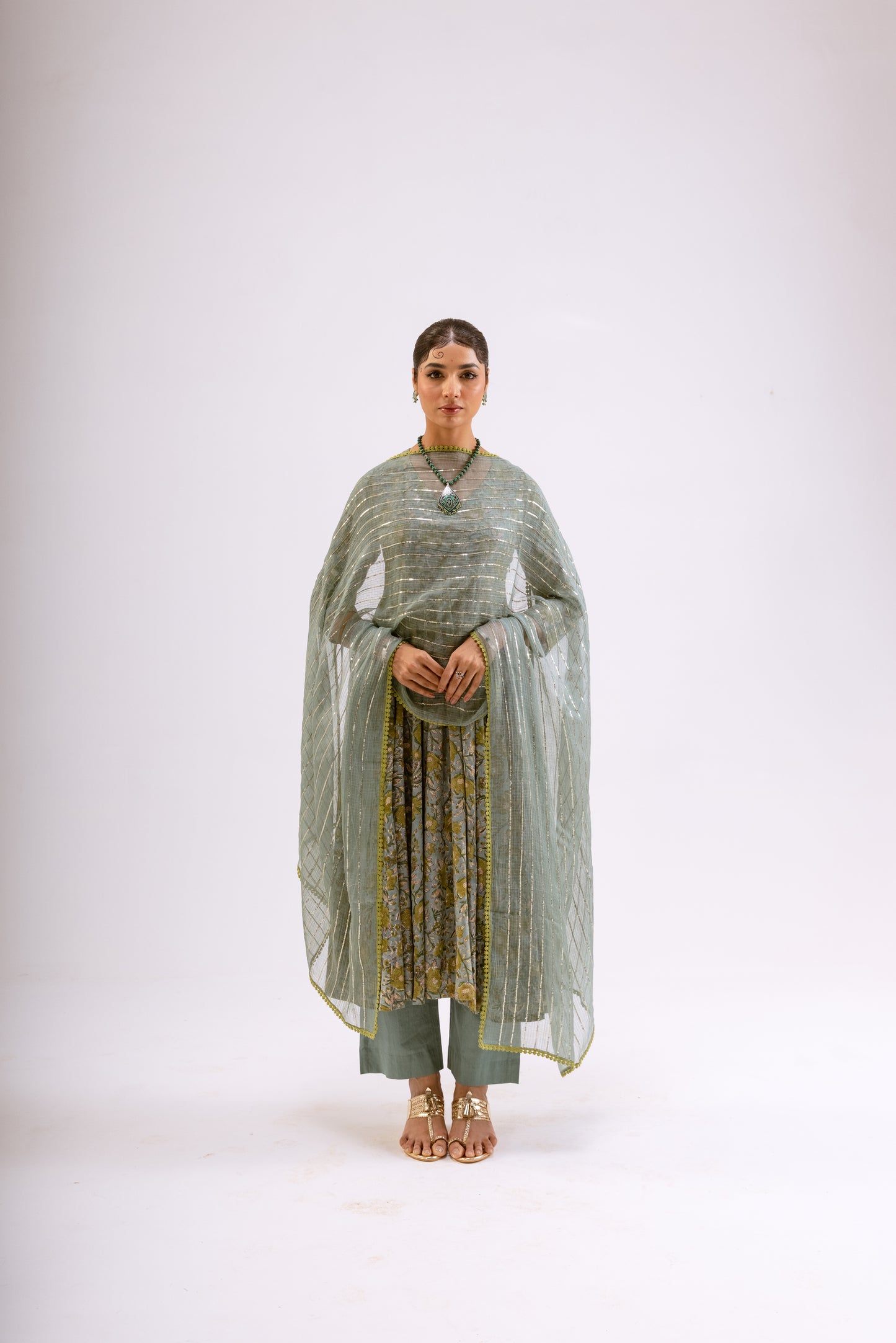 Moss Green Jaal - Sleeved