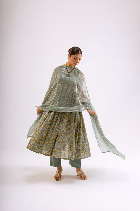 Moss Green Jaal - Sleeveless