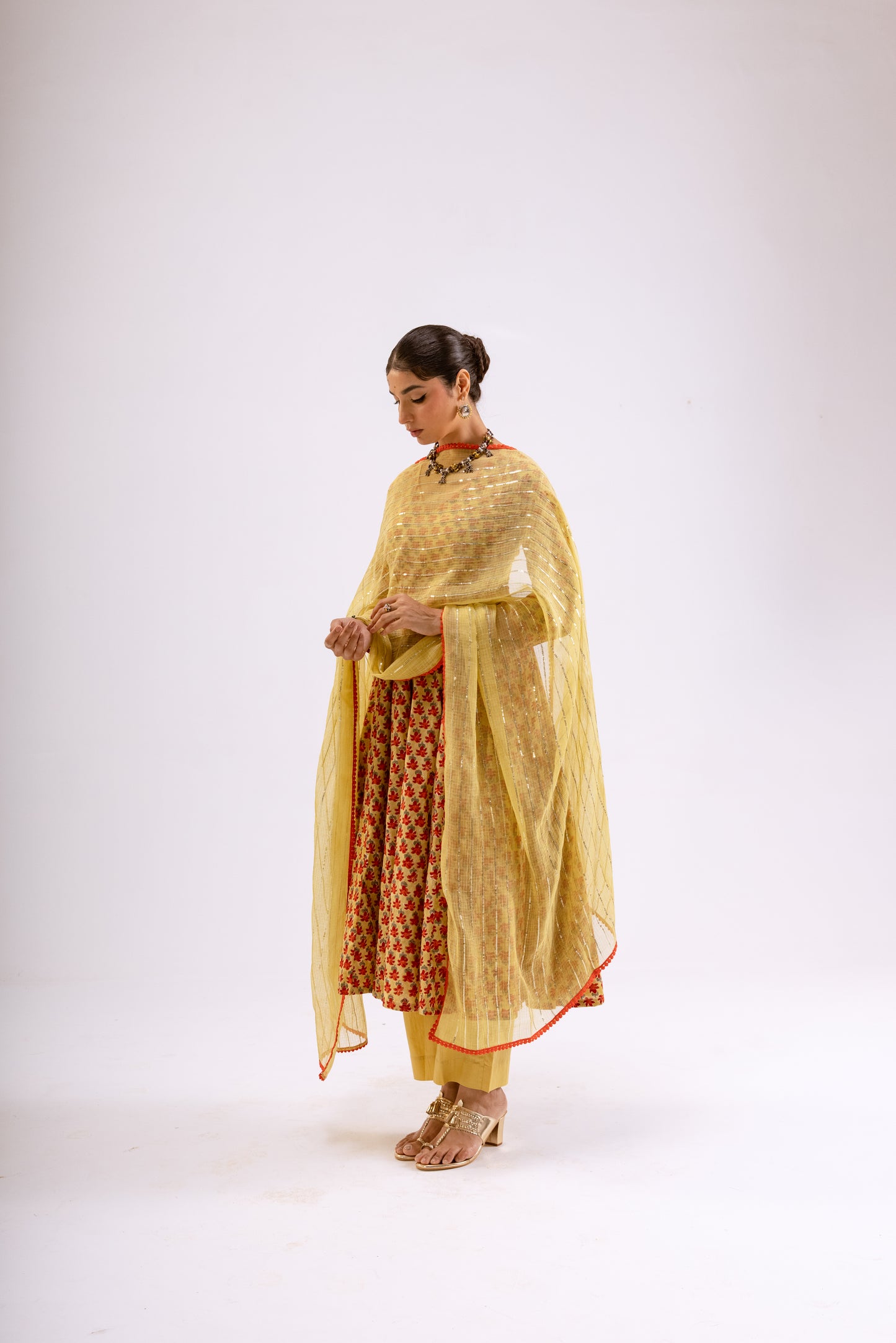 Zari Gold Butti - Sleeved