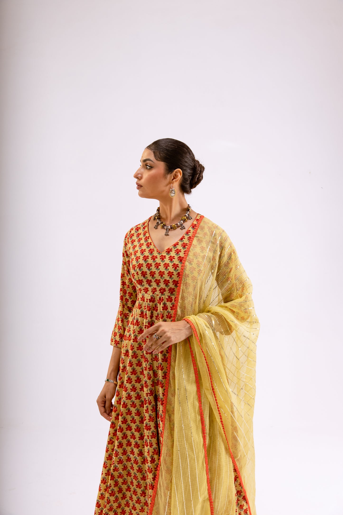 Zari Gold Butti - Sleeved