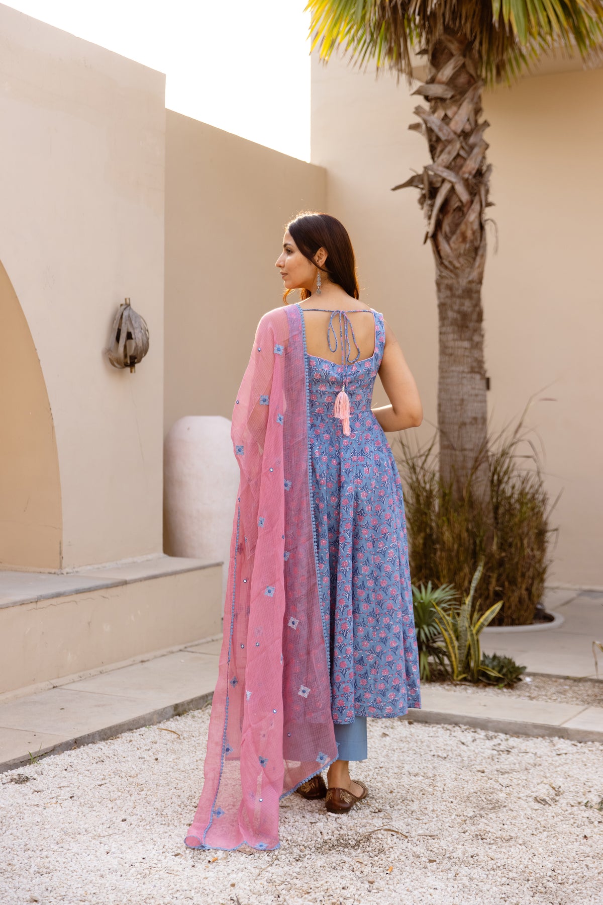 Azure Blue & Pink  (Sleeveless)