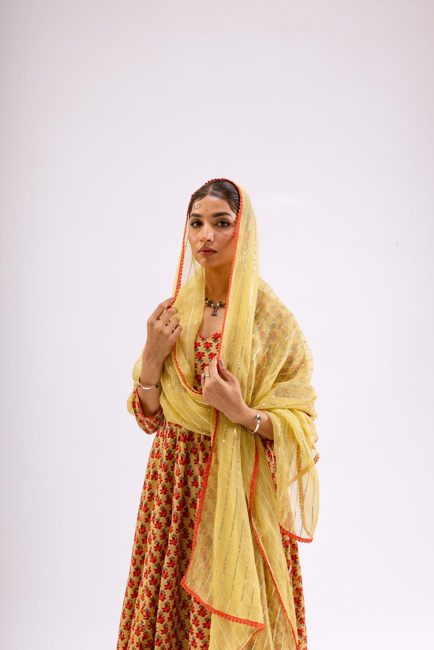 Zari Gold Butti - Sleeved