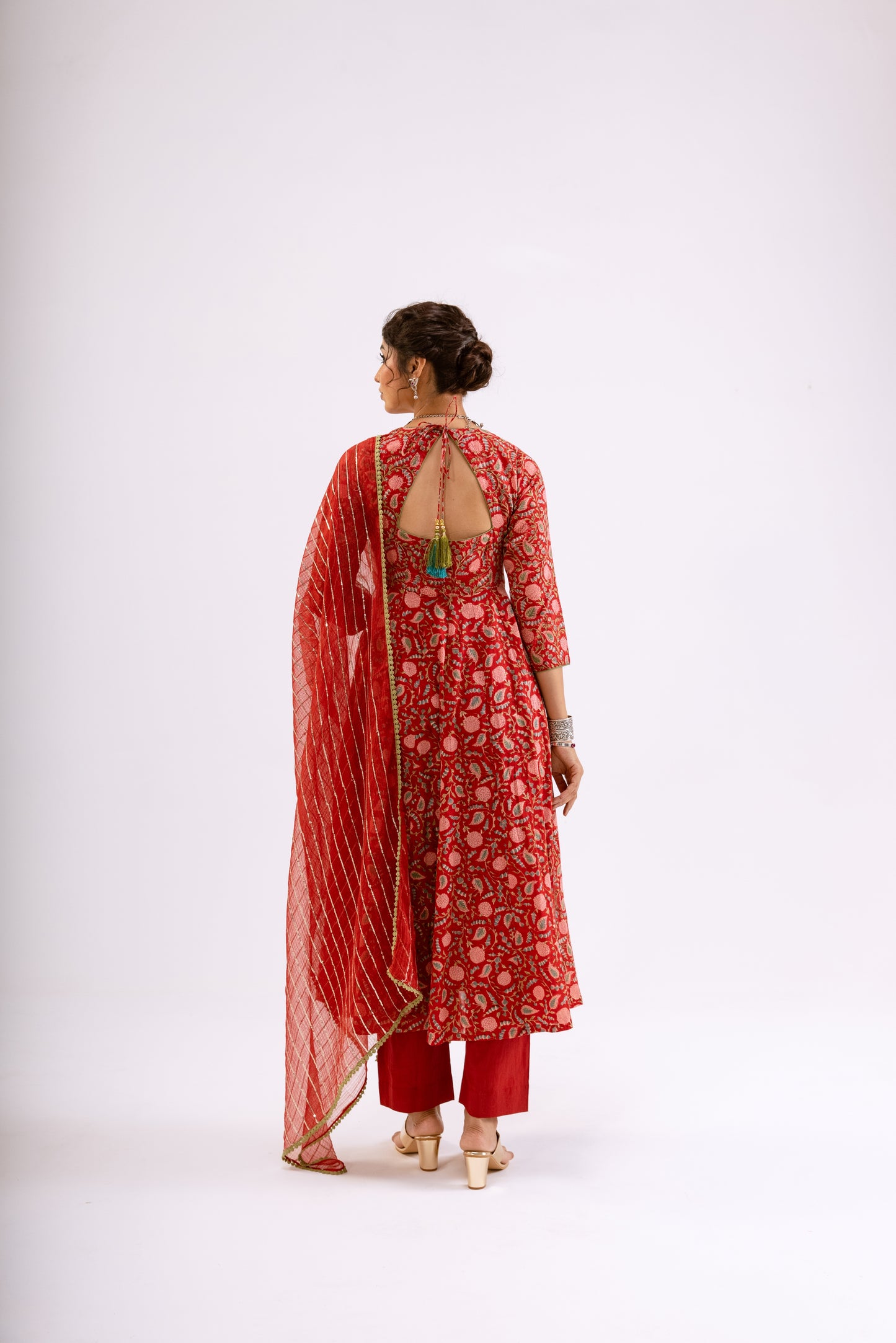 Sindoor Red Jaal - Sleeved
