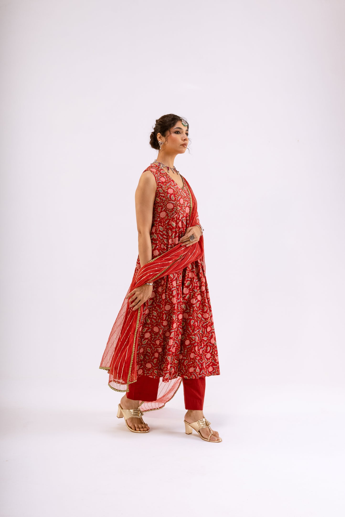 Sindoor Red Jaal - Sleeveless