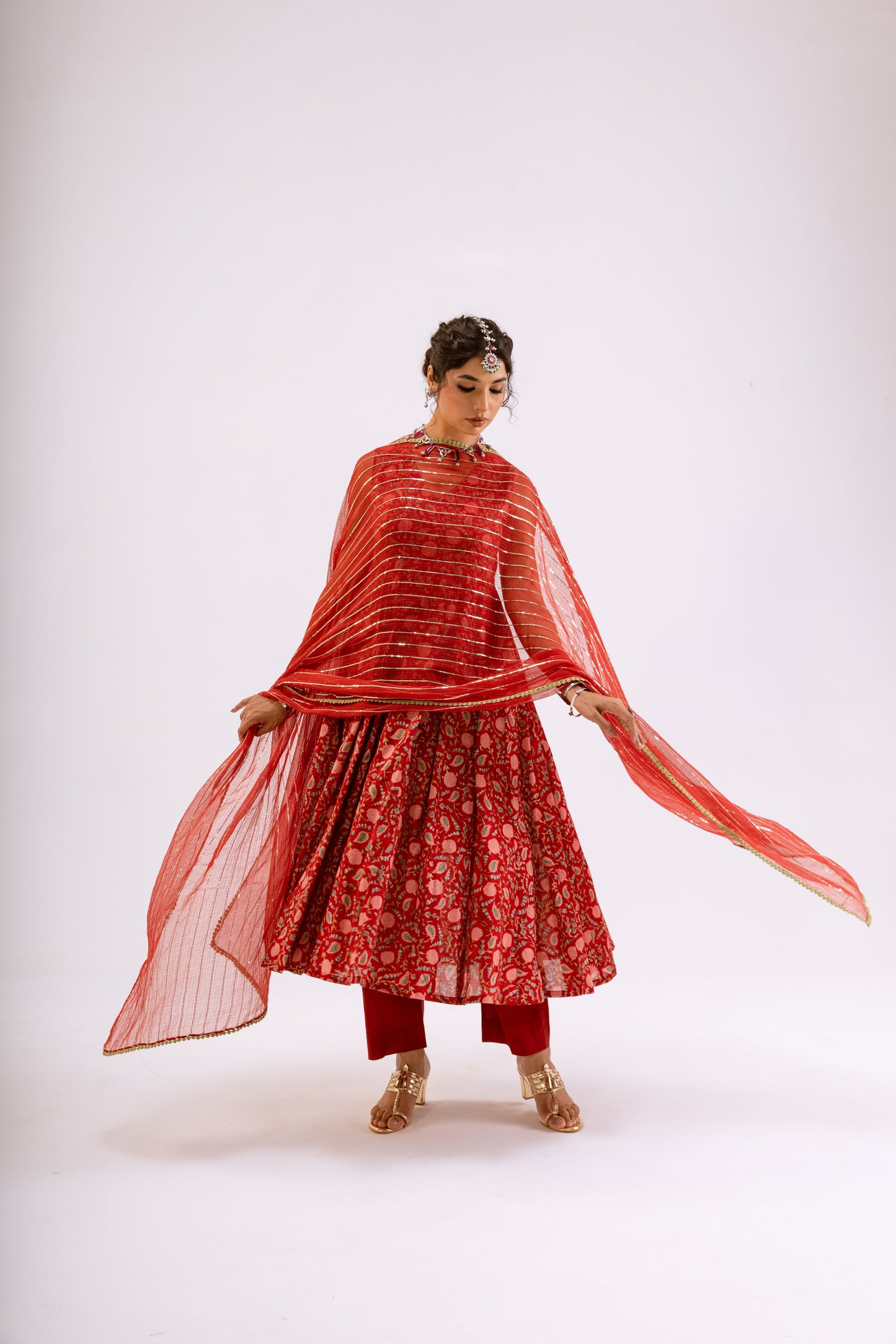 Sindoor Red Jaal - Sleeveless