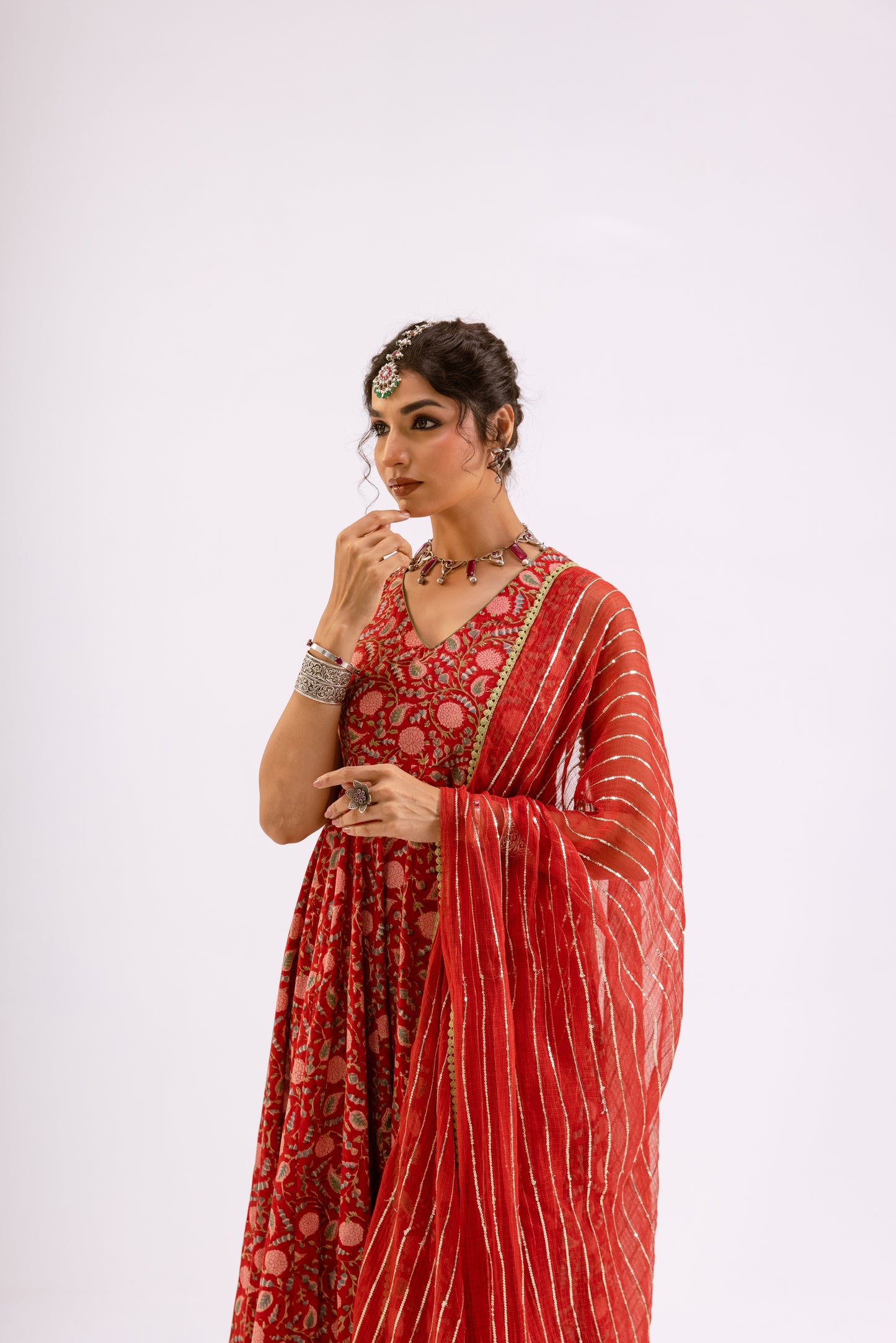 Sindoor Red Jaal - Sleeveless