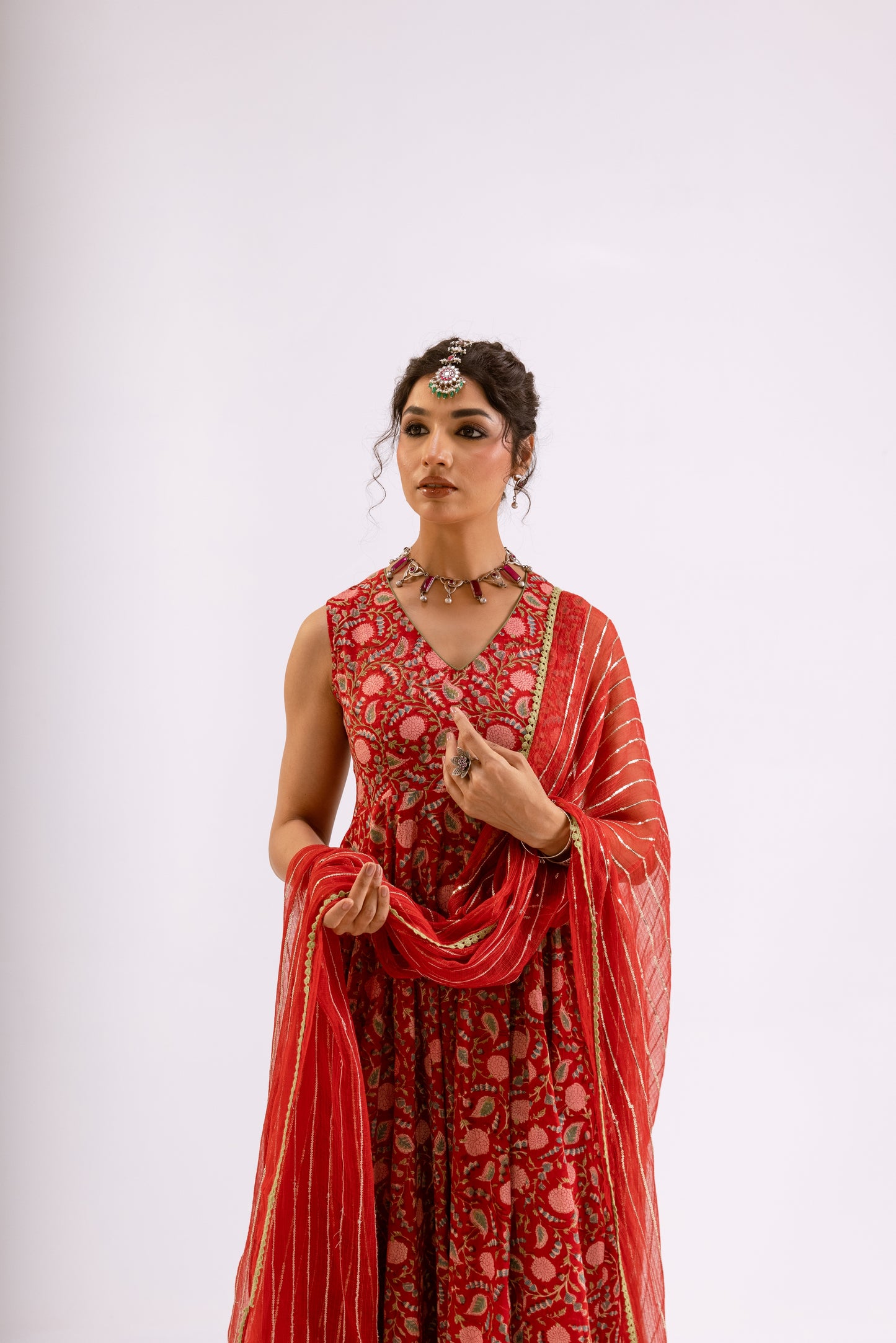 Sindoor Red Jaal - Sleeveless