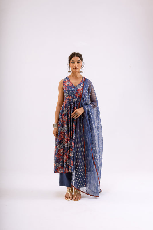 Midnight Blue Jaal - Sleeveless