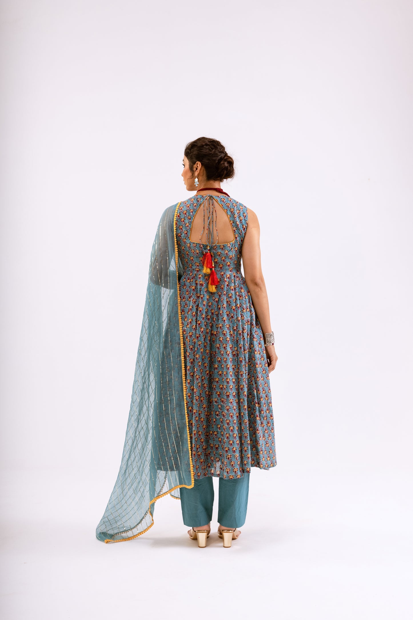 Teal Blue Butti - Sleeveless