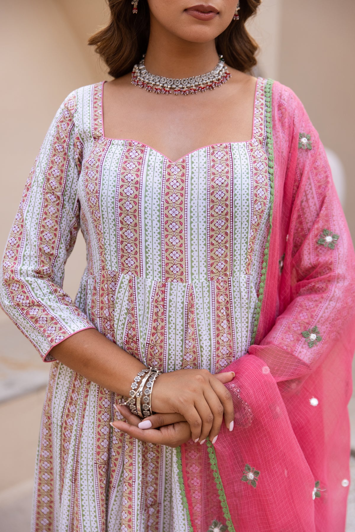 Lined White & Soft Pink (Sleeved)