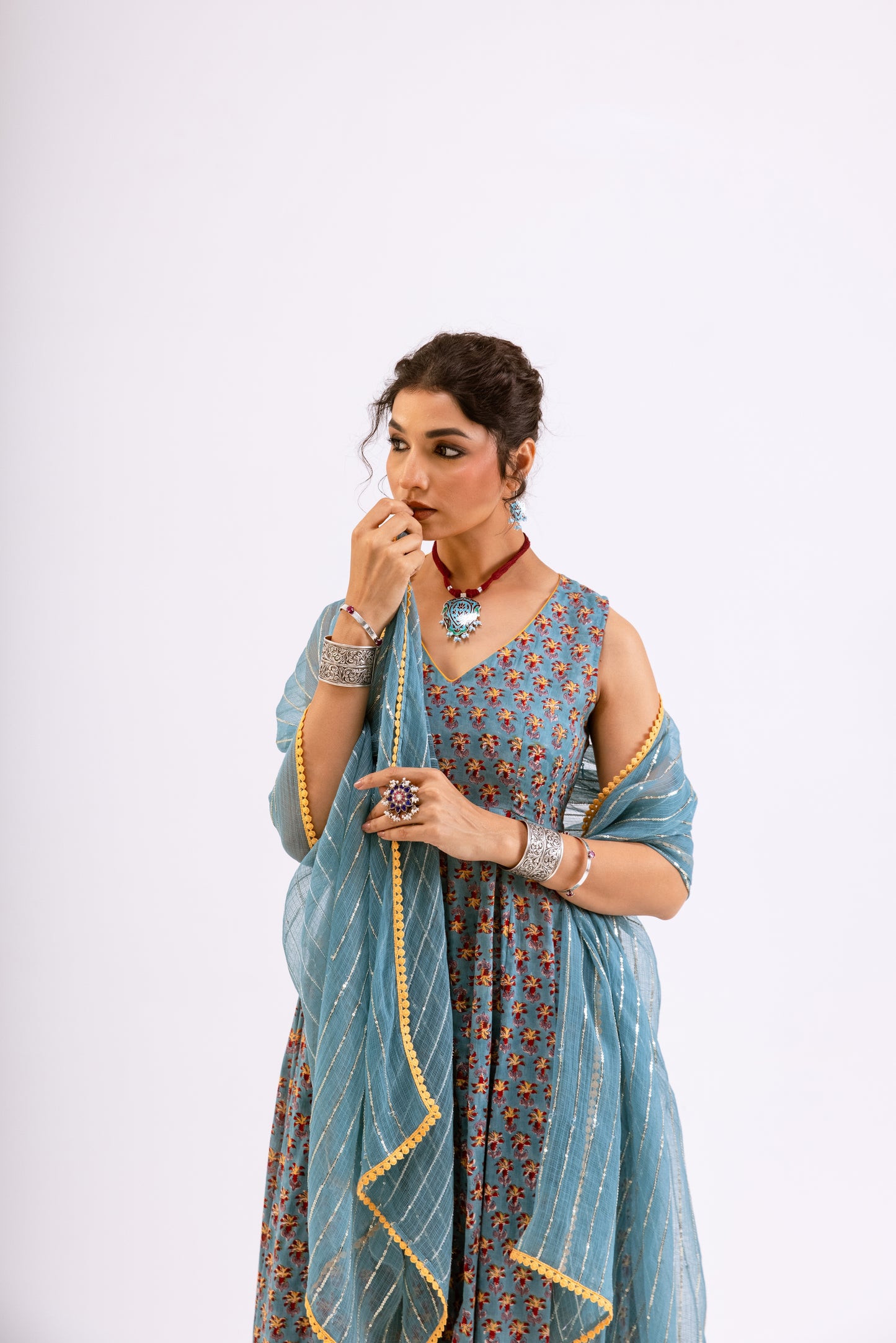 Teal Blue Butti - Sleeveless