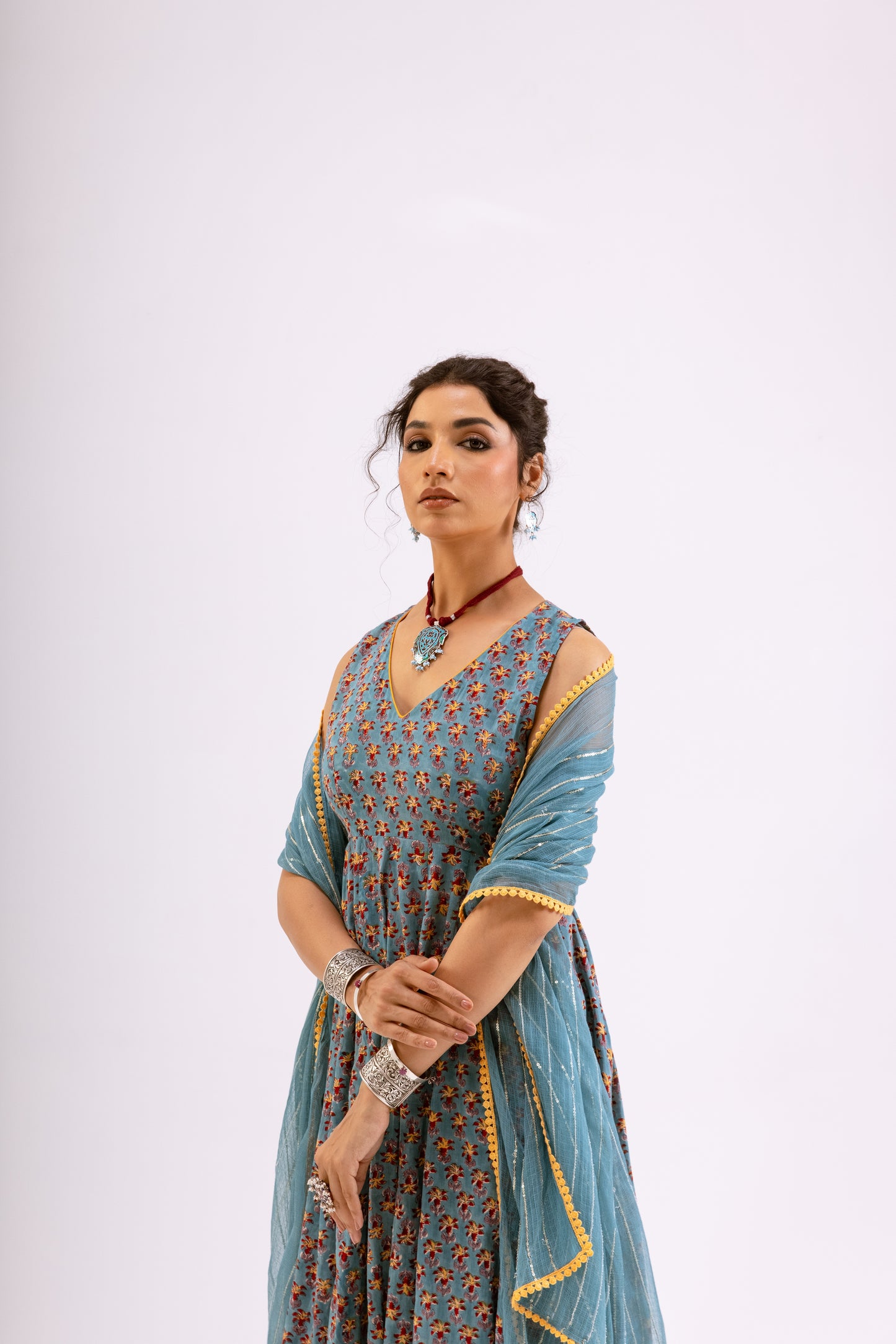 Teal Blue Butti - Sleeveless