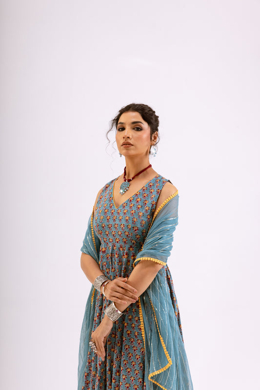 Teal Blue Butti - Sleeveless