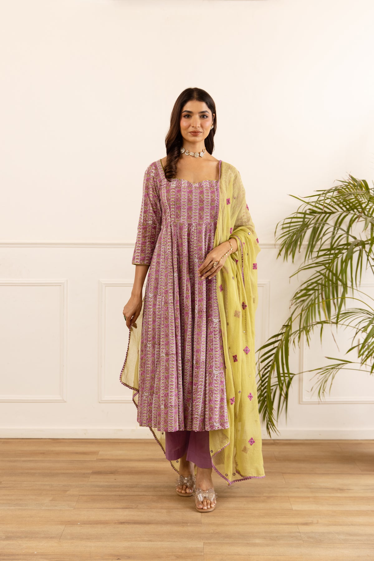 Lined Orchid Purple & Lime (Sleeved)