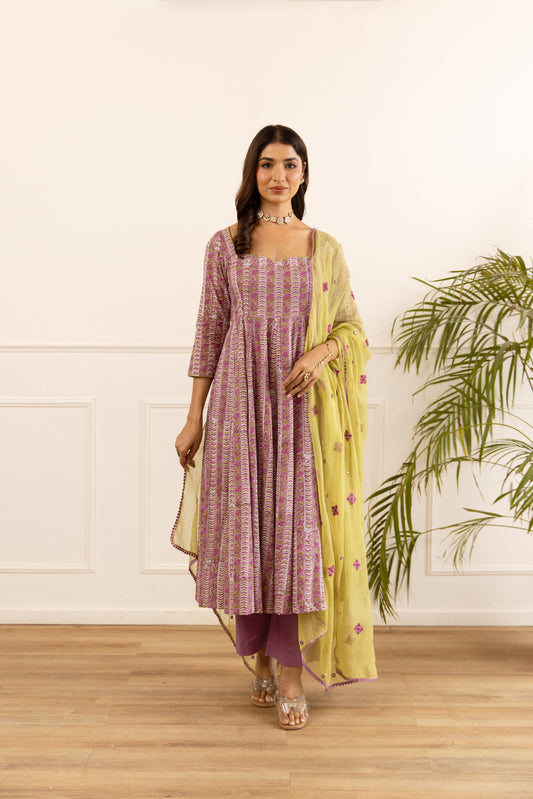 Lined Orchid Purple & Lime (Sleeved)
