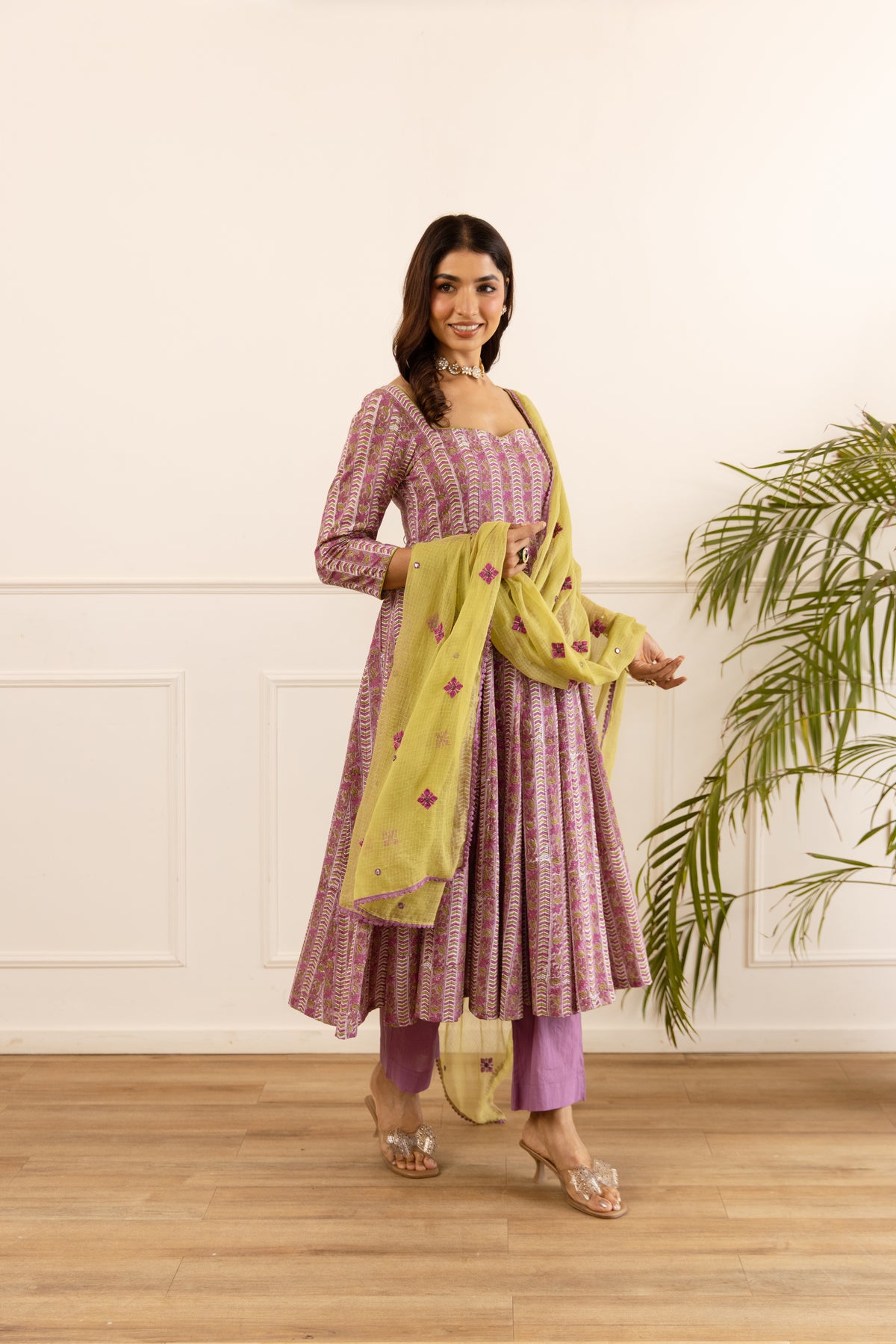 Lined Orchid Purple & Lime (Sleeved)