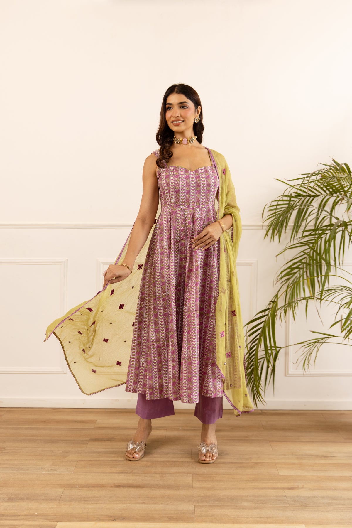 Lined Orchid Purple & Lime (Sleeveless)