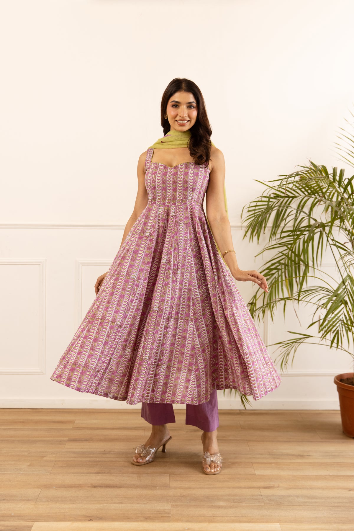Lined Orchid Purple & Lime (Sleeveless)