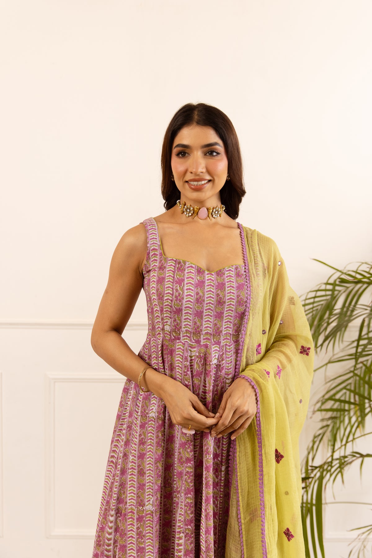 Lined Orchid Purple & Lime (Sleeveless)