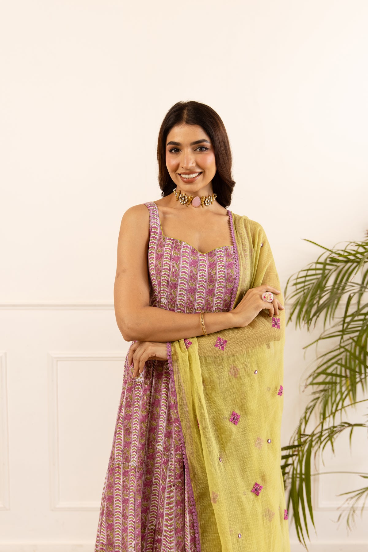 Lined Orchid Purple & Lime (Sleeveless)