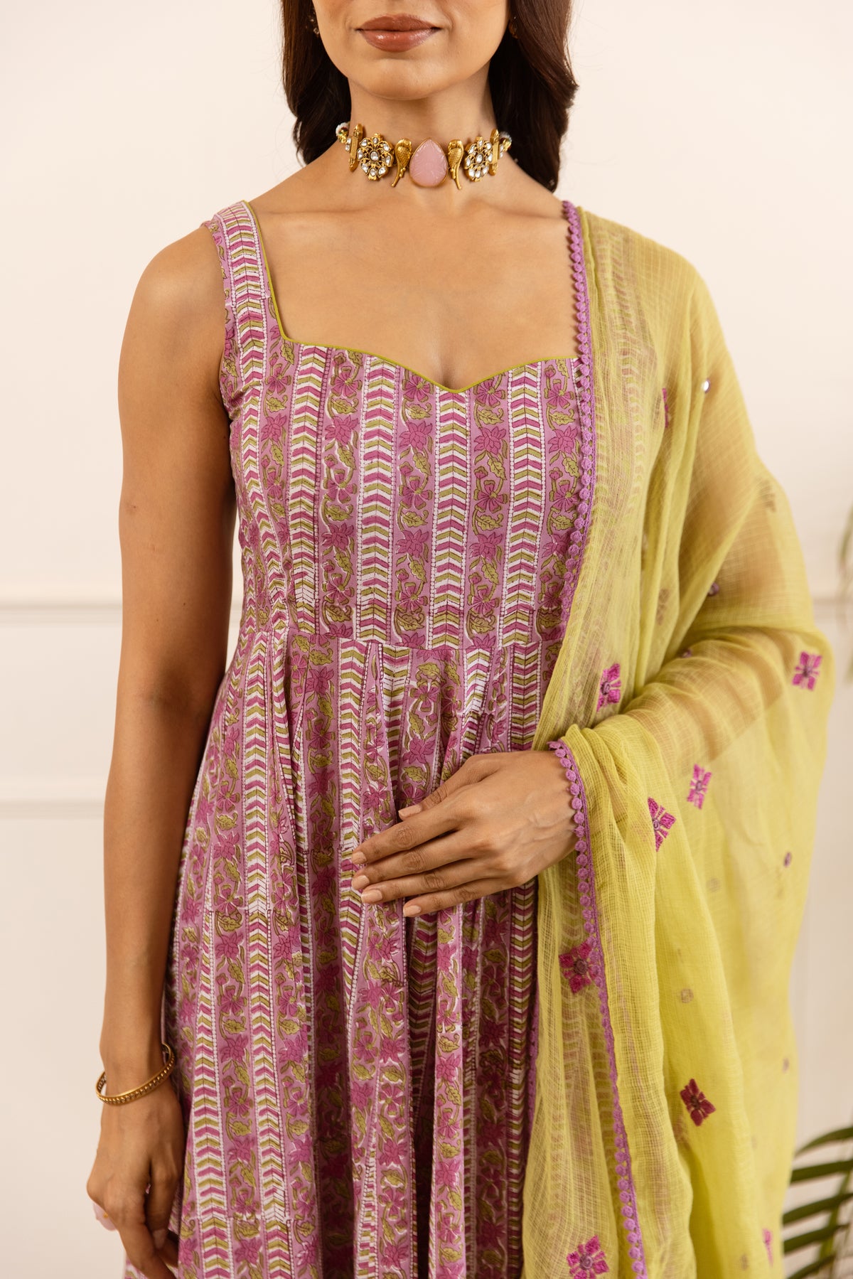 Lined Orchid Purple & Lime (Sleeveless)