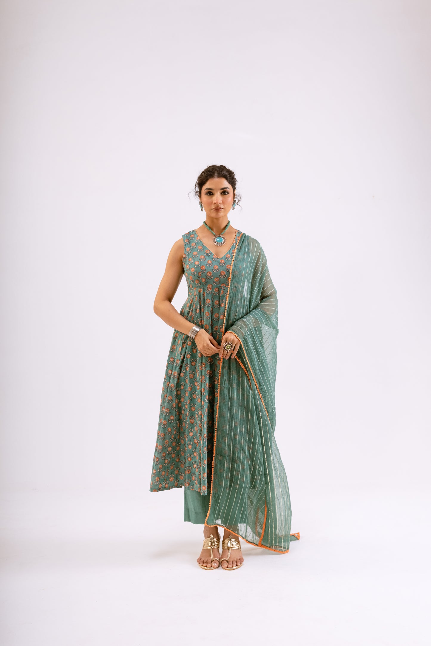 Sea Green Butti - Sleeveless