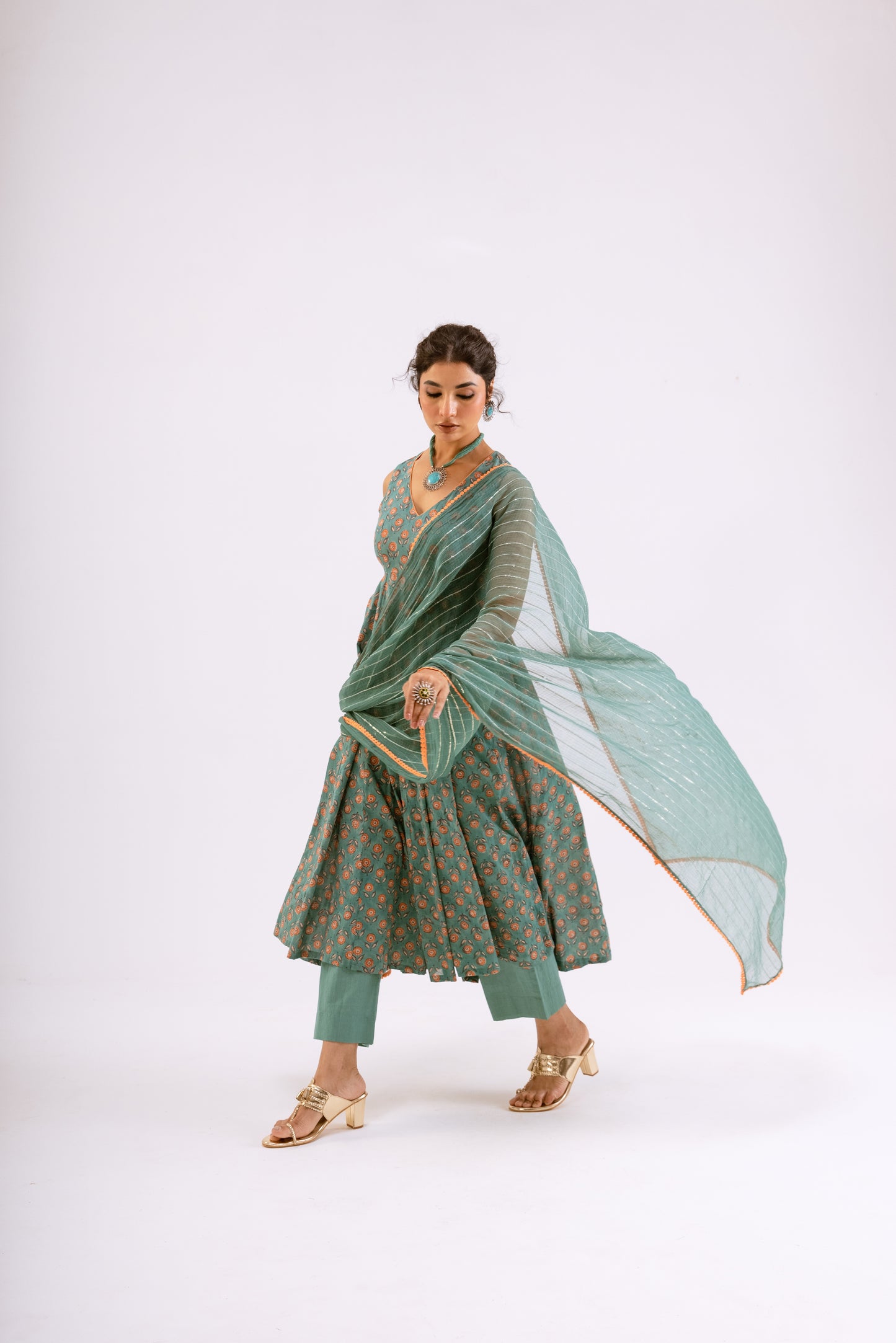 Sea Green Butti - Sleeveless